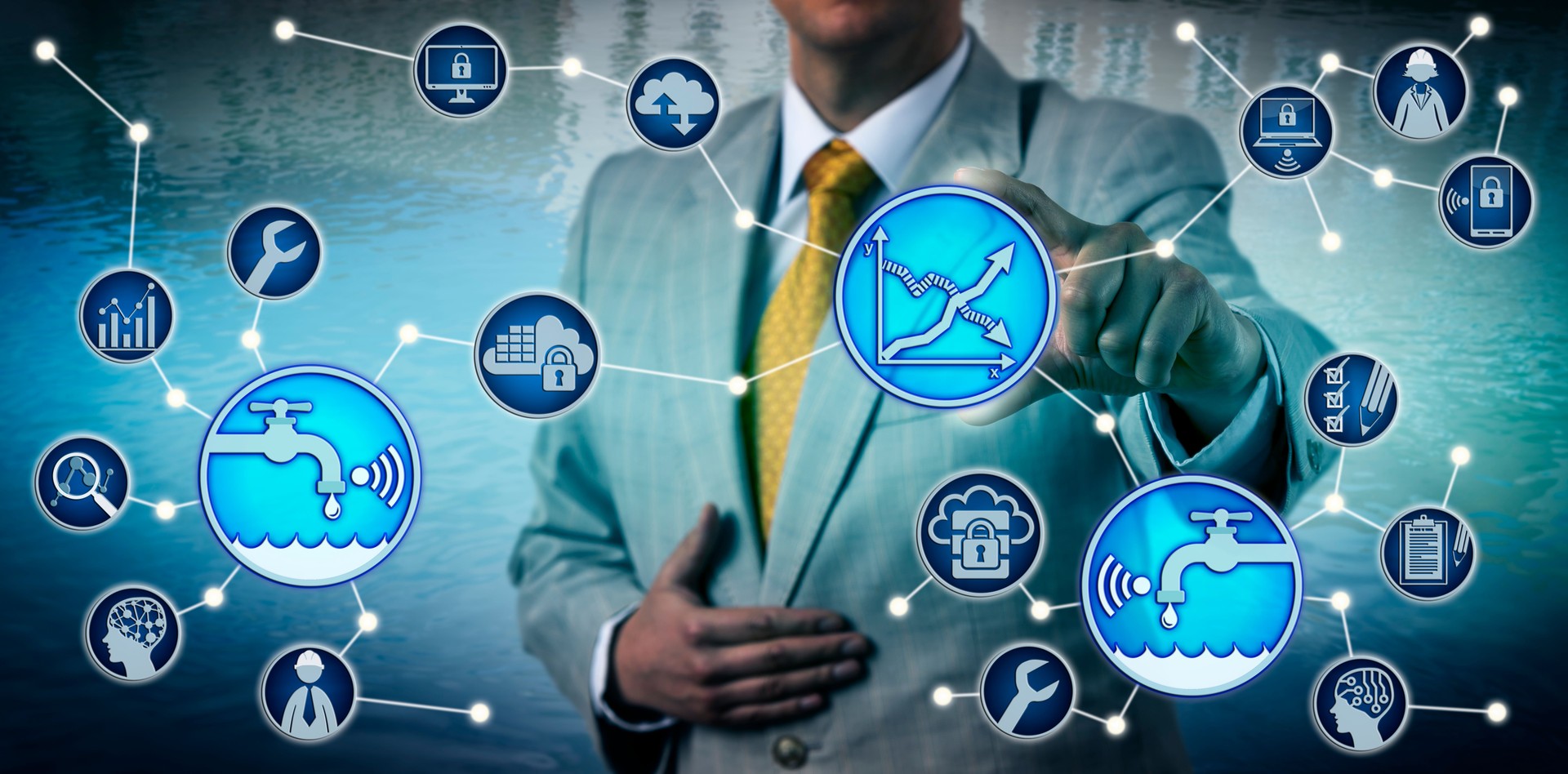 Executive Using Managed Water Metering Services